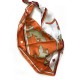 Bonne Chance - Foulard unisex arancio e bianco 70x70 cotone e seta