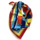 Idiomes - Foulard donna rosso e celeste 140x140 chiffon 100% seta