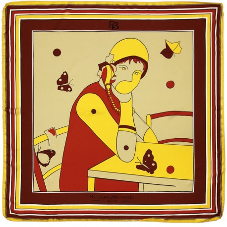Le Reve - Foulard donna bordeaux 90x90 twill 100% seta
