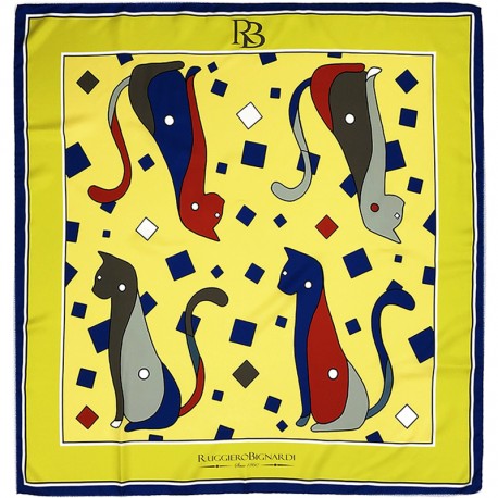 Curiosité - Foulard donna giallo 90x90 twill 100% seta