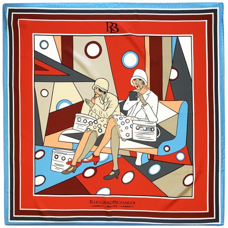 Pois et vanité - Foulard donna rosso corallo 90x90 twill 100% seta