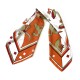 Bonne Chance - Foulard unisex arancio e bianco 70x70 cotone e seta