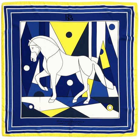 Noblesse - Foulard donna blu  90x90 twill 100% seta