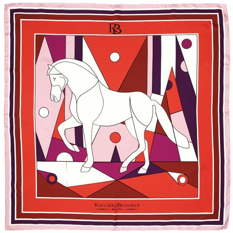 Noblesse - Foulard donna rosso corallo 90x90 twill 100% seta