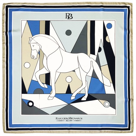 Noblesse - Foulard donna grigio celeste 90x90 twill 100% seta